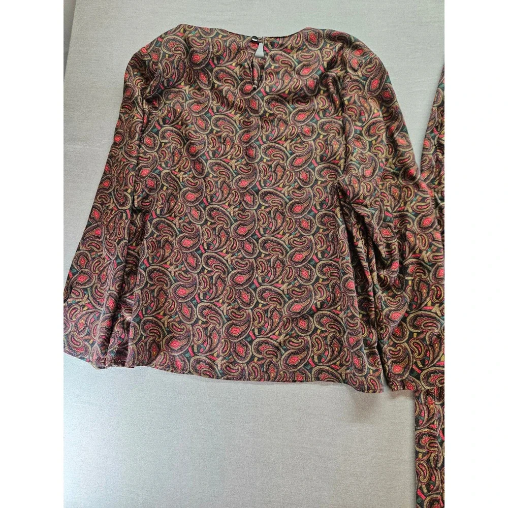 Vintage Portraits Northern Isles Paisley 2 Piece Set Rayon Blouse Pants Size 14